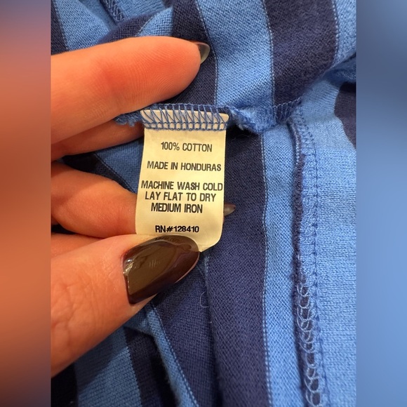 L1. Ann Mashburn Blue Striped Nautical Long Sleeve Tee Shirt Crew Neck - Picture 5 of 5